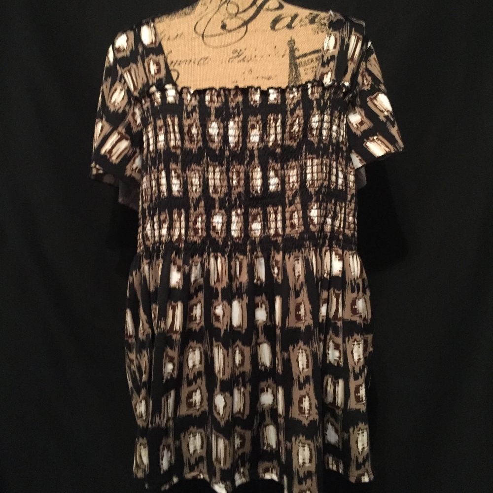 Brown and Black Patterned Blouse